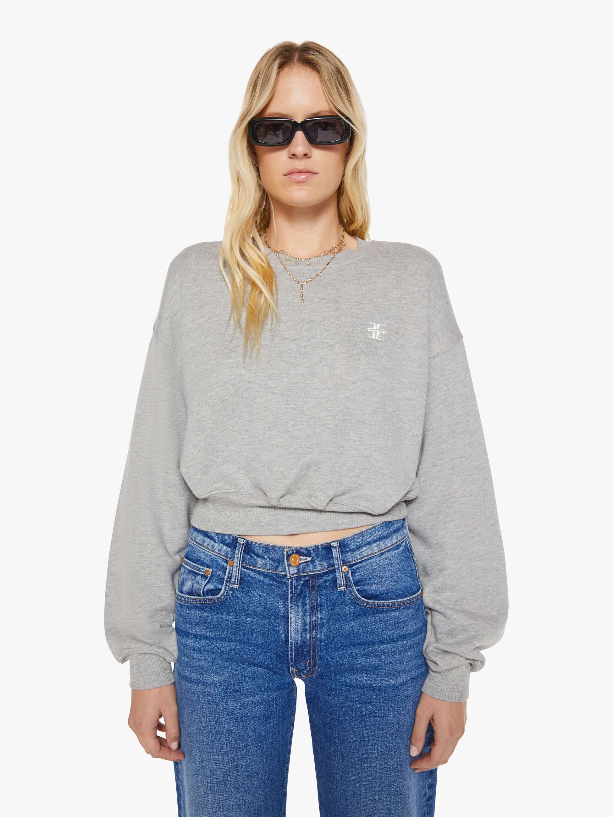 Eterne Cropped Crewneck Sweatshirt - Heather Grey - Image 2
