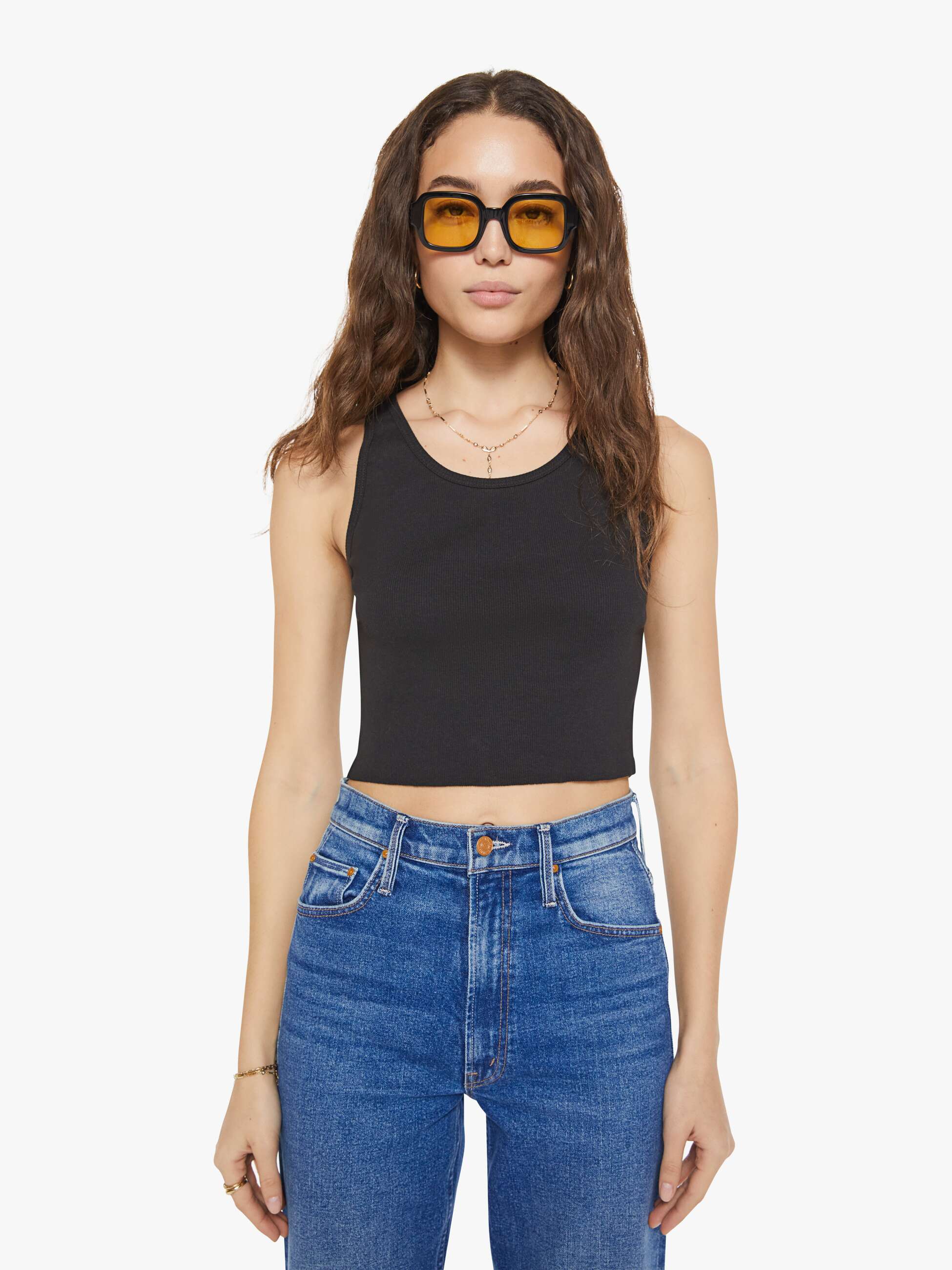 Eterne Cropped Scoop Neck Tank - Black - Image 2