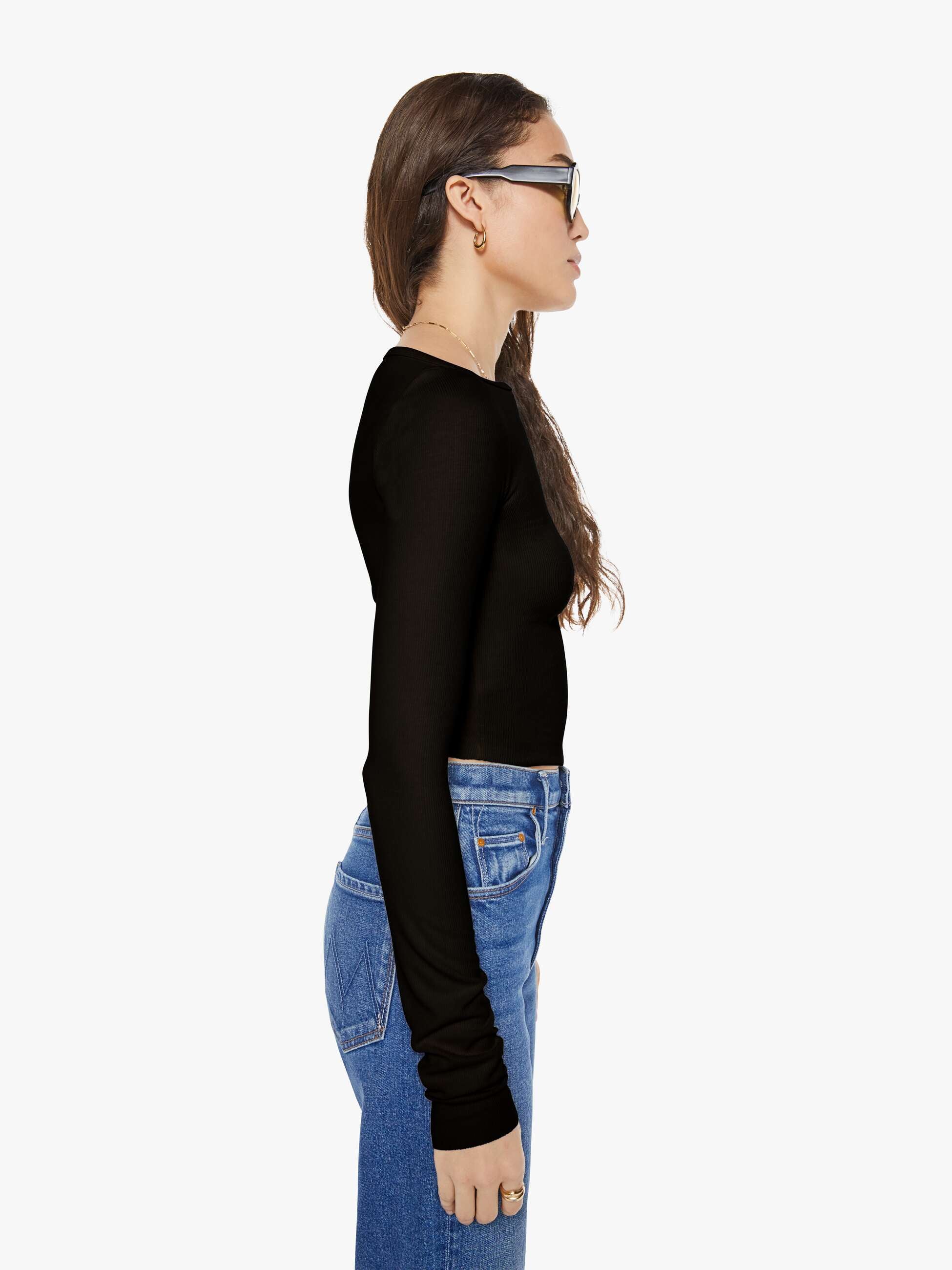 Eterne Long Sleeve Boatneck Top - Black - Image 2