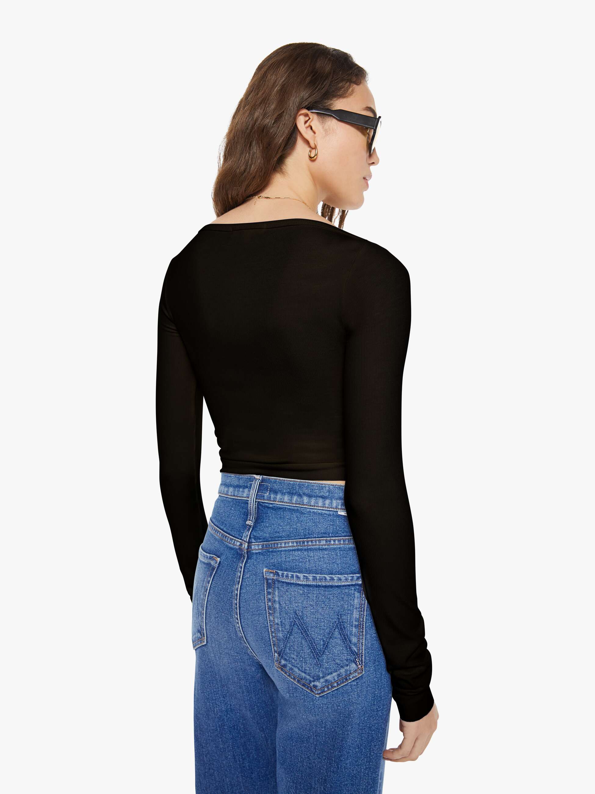 Eterne Long Sleeve Boatneck Top - Black - Image 3