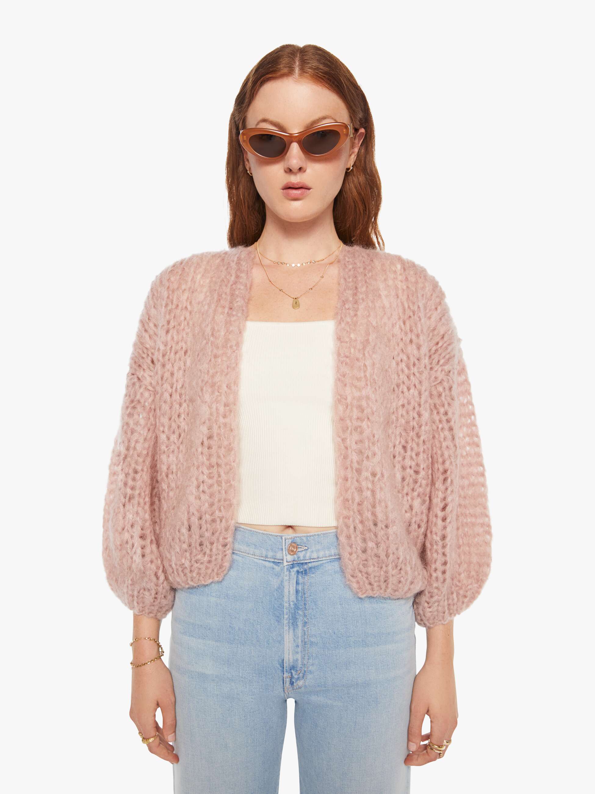 Maiami Mohair Bomber Cardigan - Antique Pink - Image 2