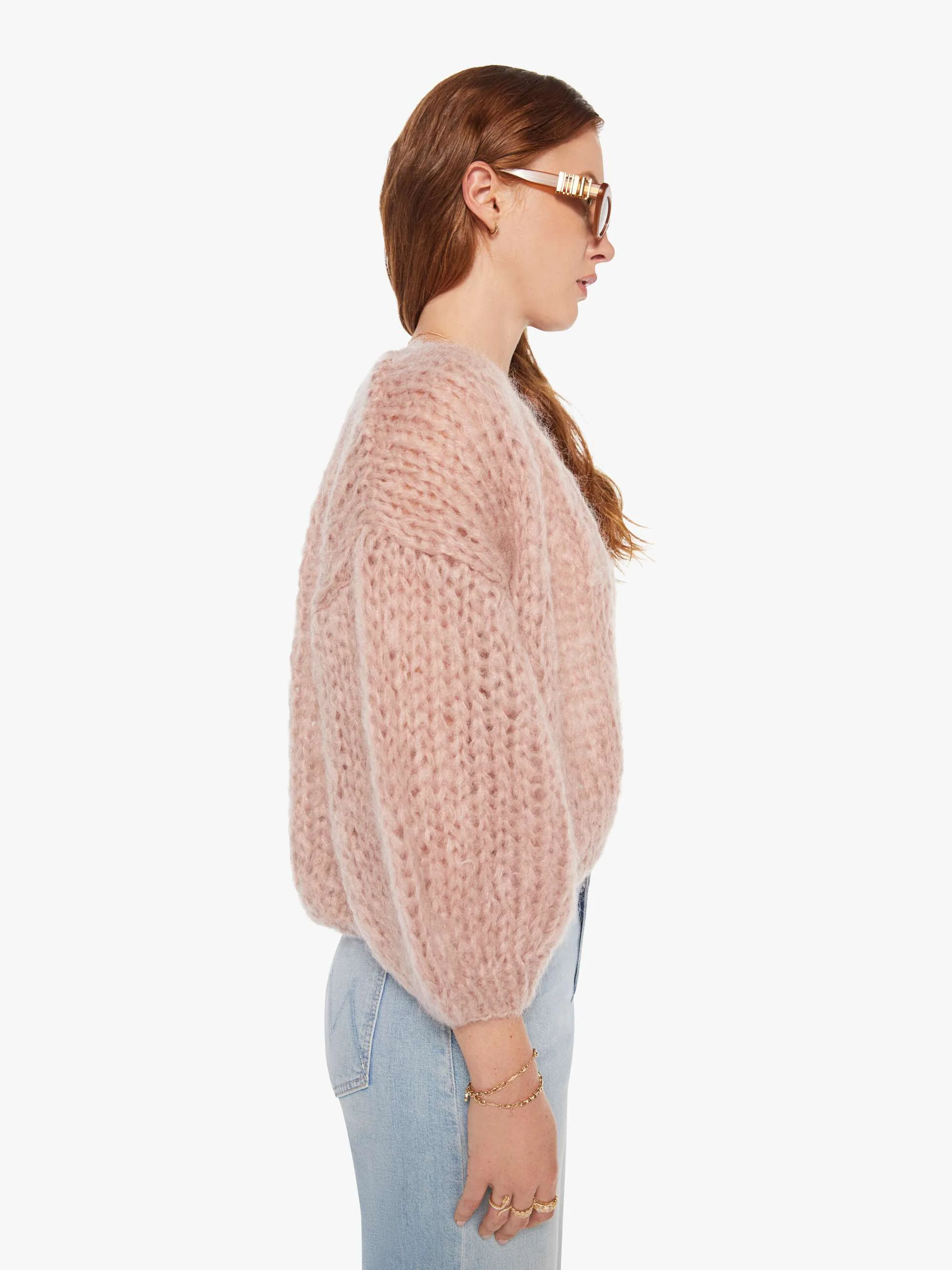 Maiami Mohair Bomber Cardigan - Antique Pink - Image 3