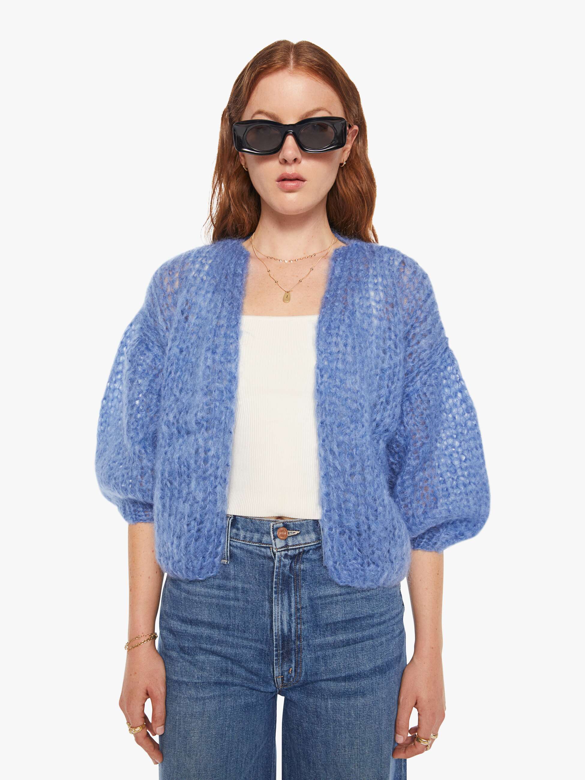 Maiami Mohair Bomber Cardigan - Dove Blue - Image 2