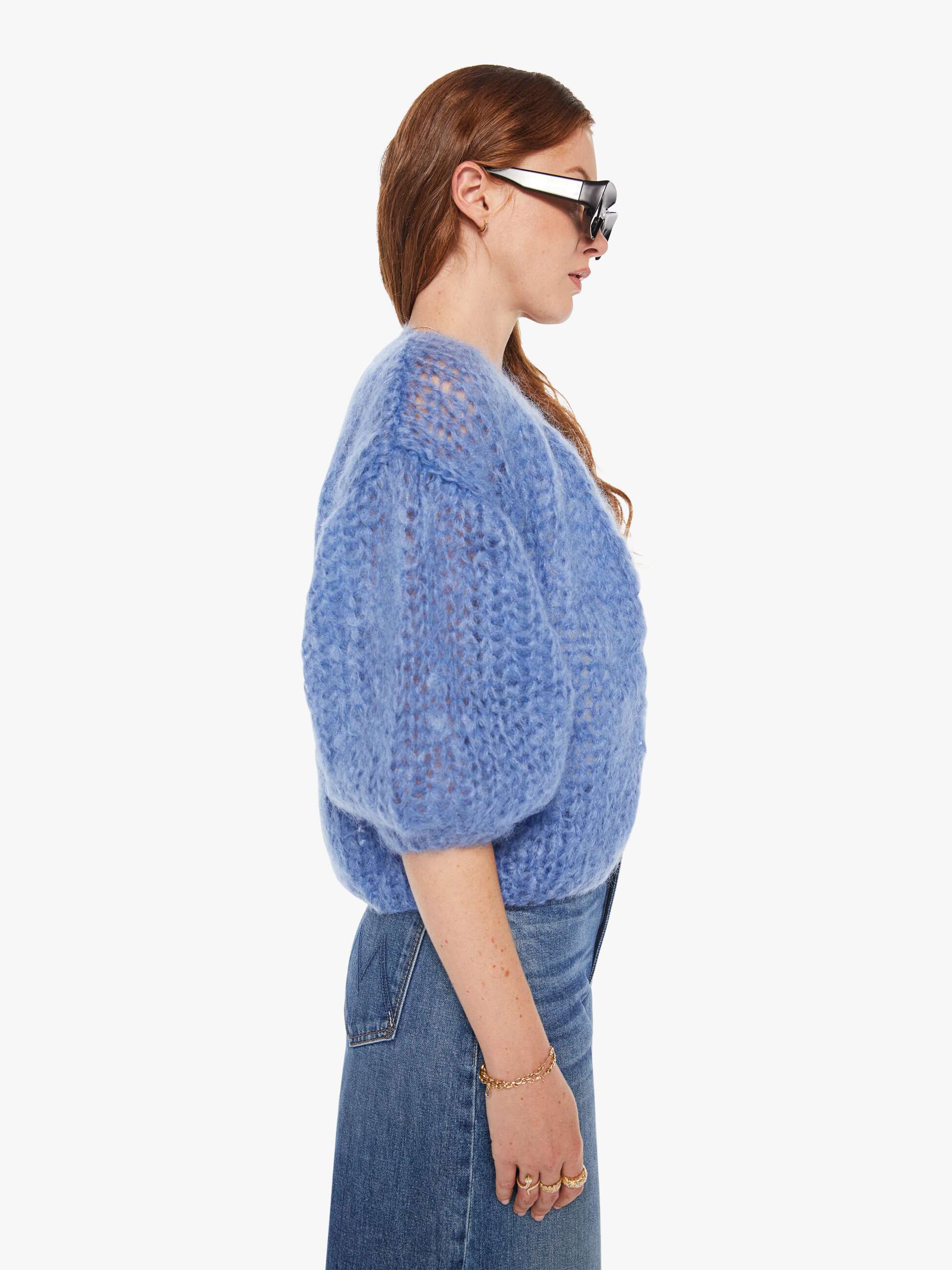 Maiami Mohair Bomber Cardigan - Dove Blue - Image 3