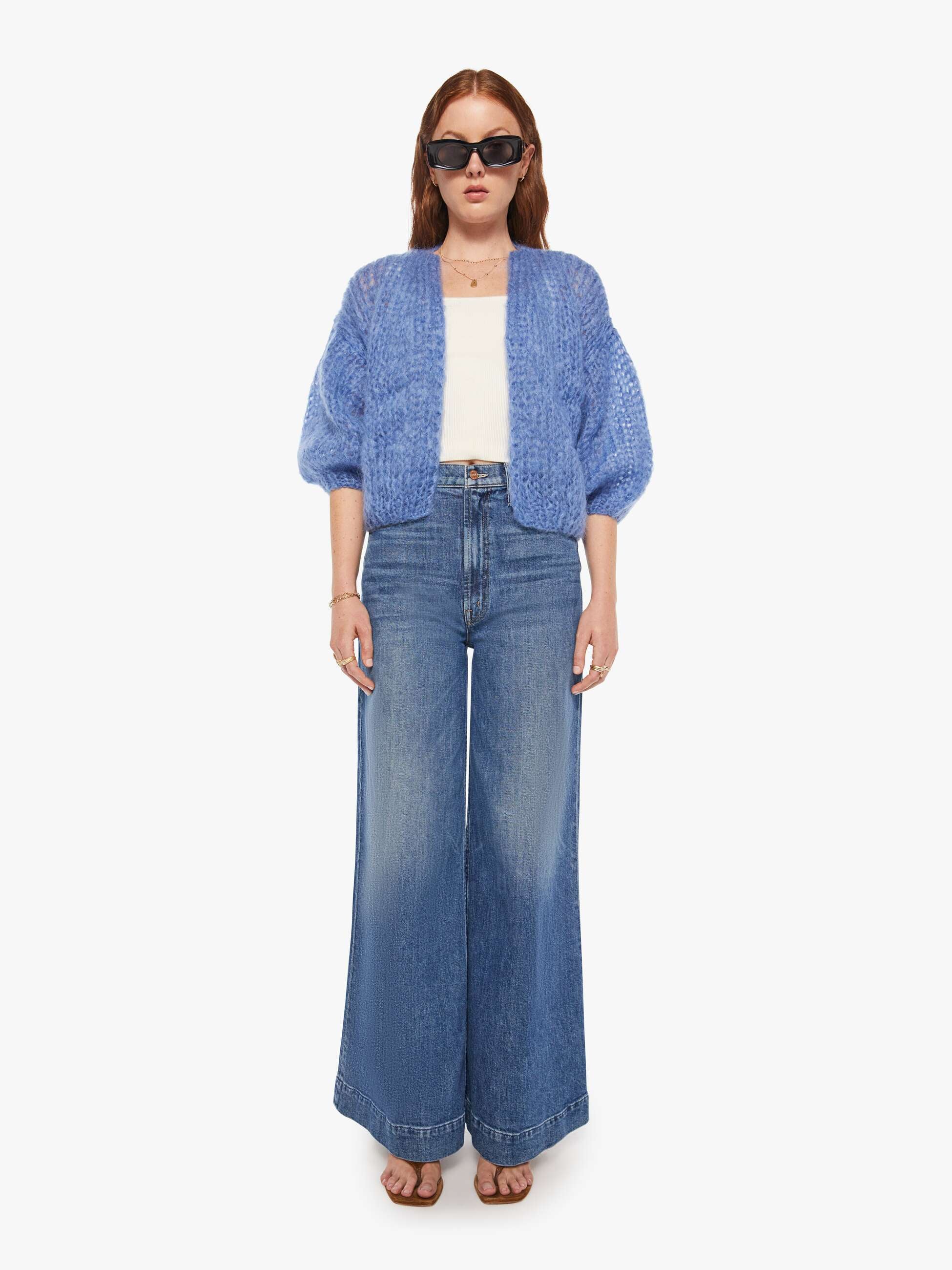 Maiami Mohair Bomber Cardigan - Dove Blue - Image 5