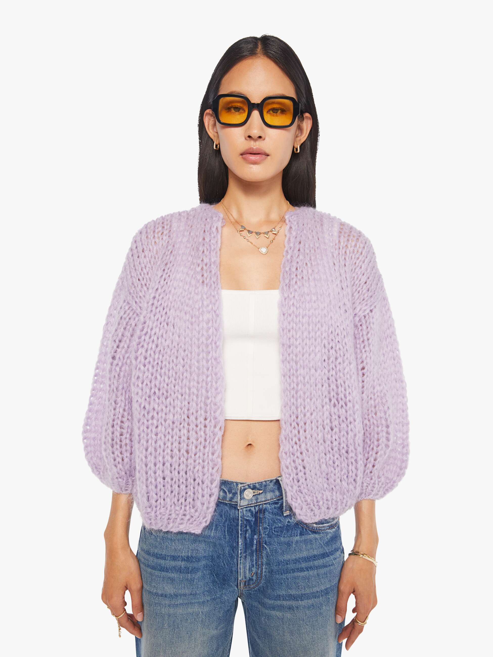 Maiami Mohair Bomber Cardigan - Soft Lavender - Image 2