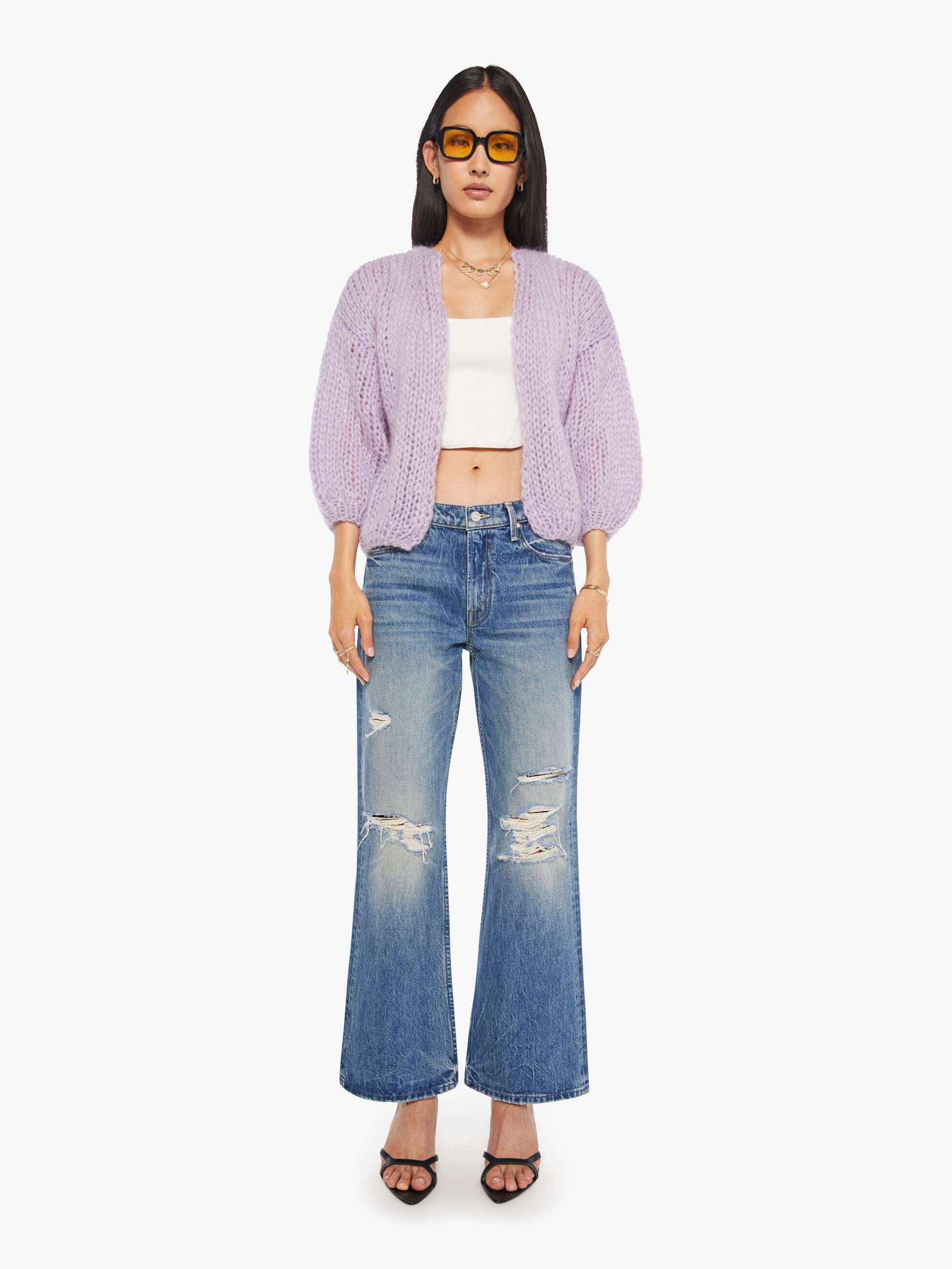 Maiami Mohair Bomber Cardigan - Soft Lavender - Image 5