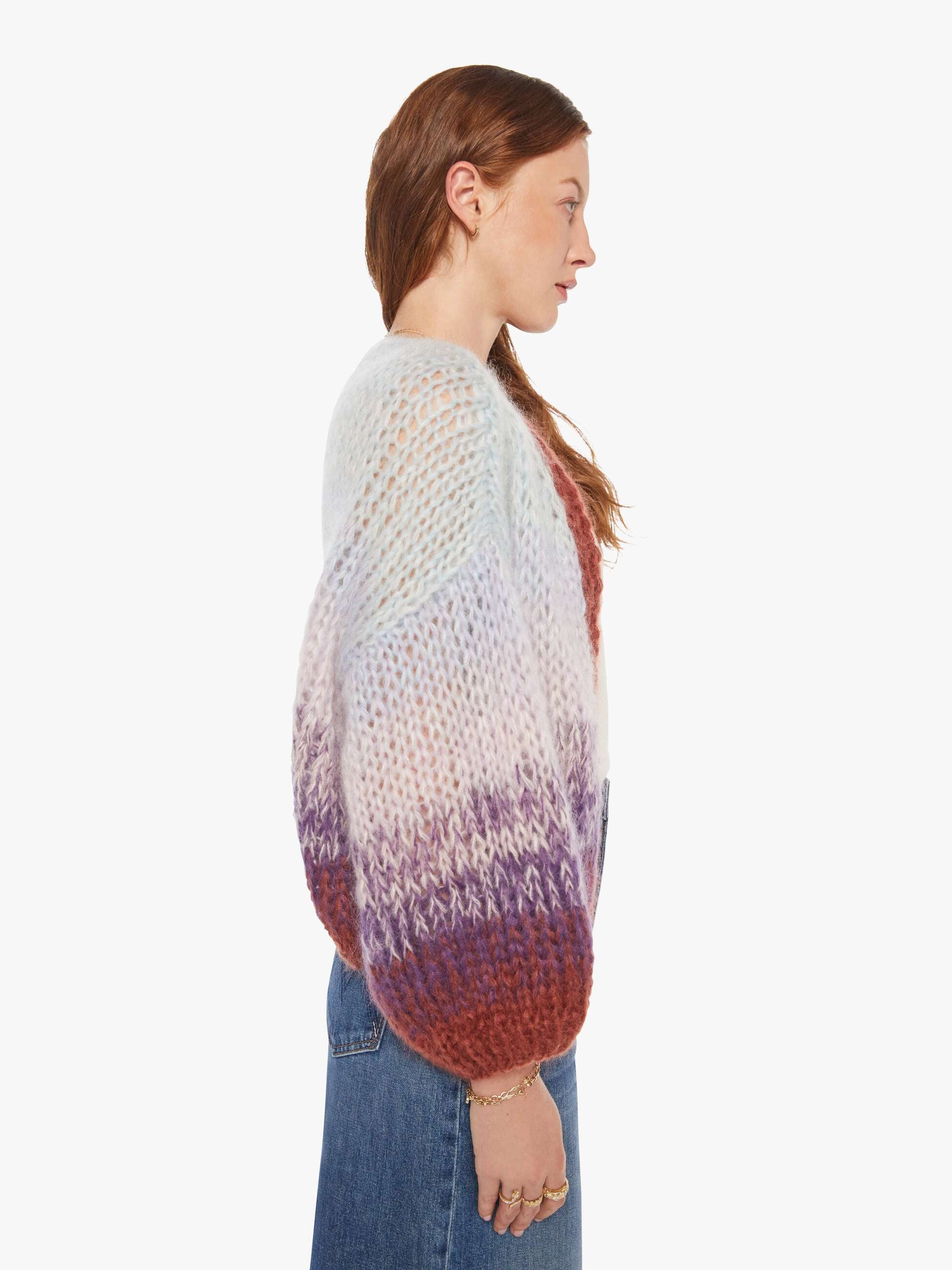 Maiami Mohair Gradient Bomber Cardigan - Purple - Light Blue - Image 3
