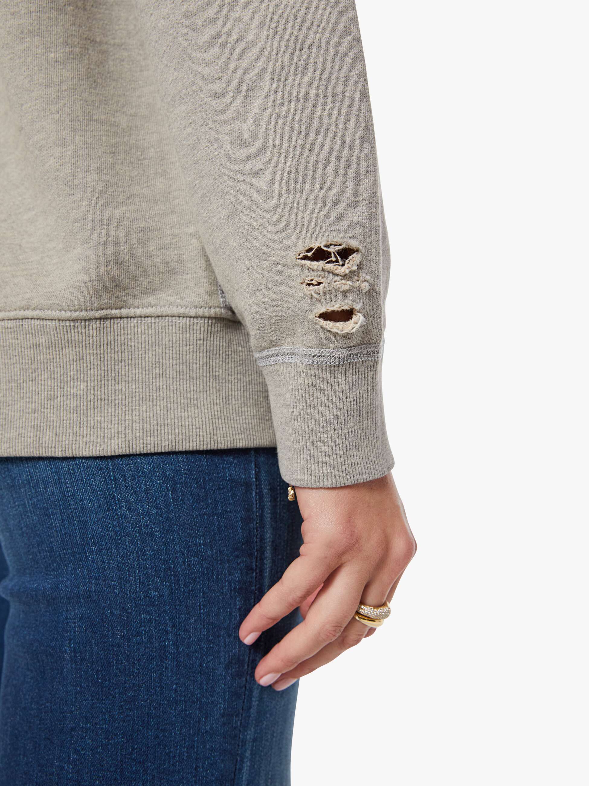 MadeWorn Rolling Stones Destroyed Sweatshirt - Heather Grey - Image 5