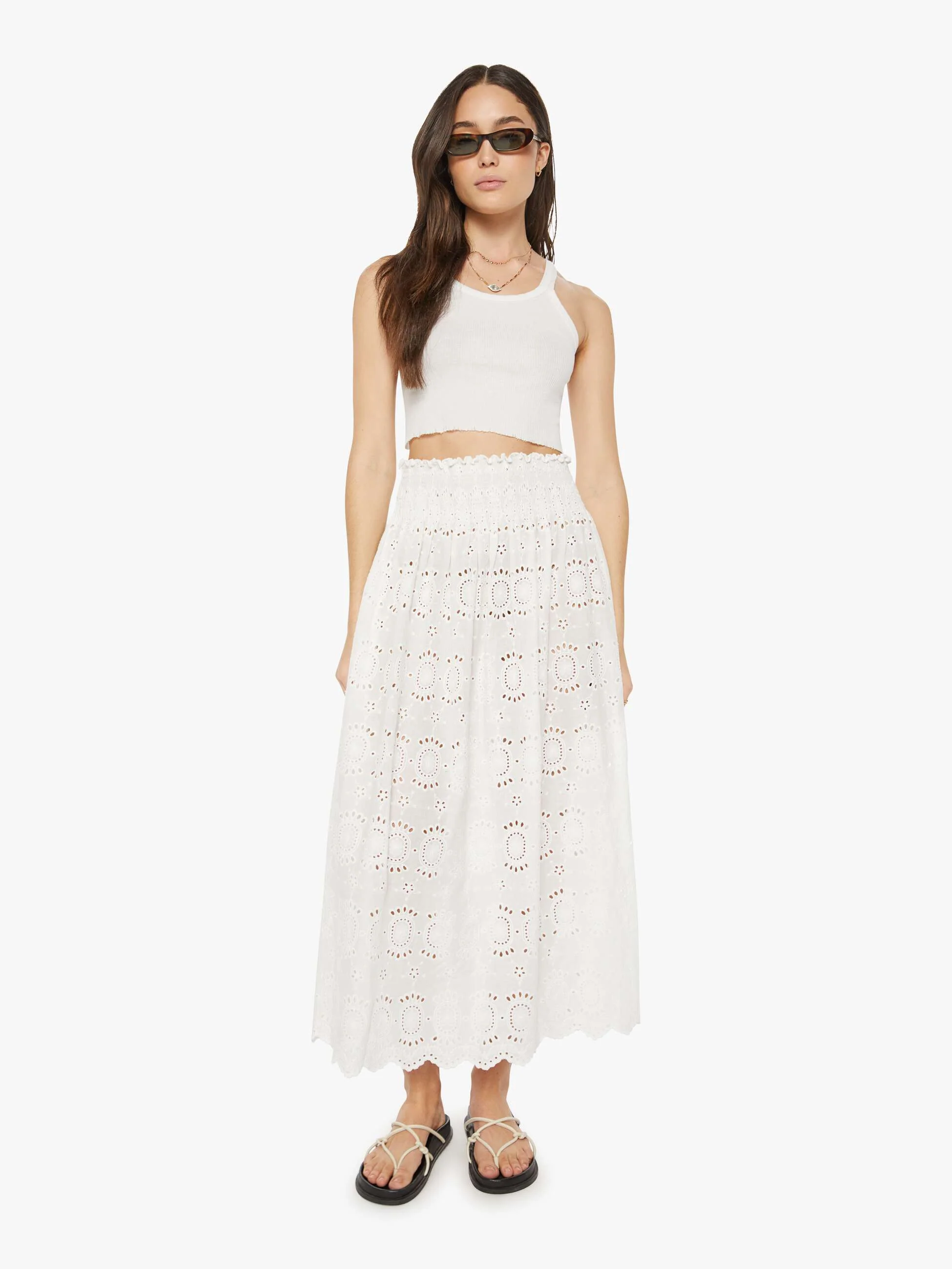 Natalie Martin Bella Skirt - Medallion Embroidery Salt