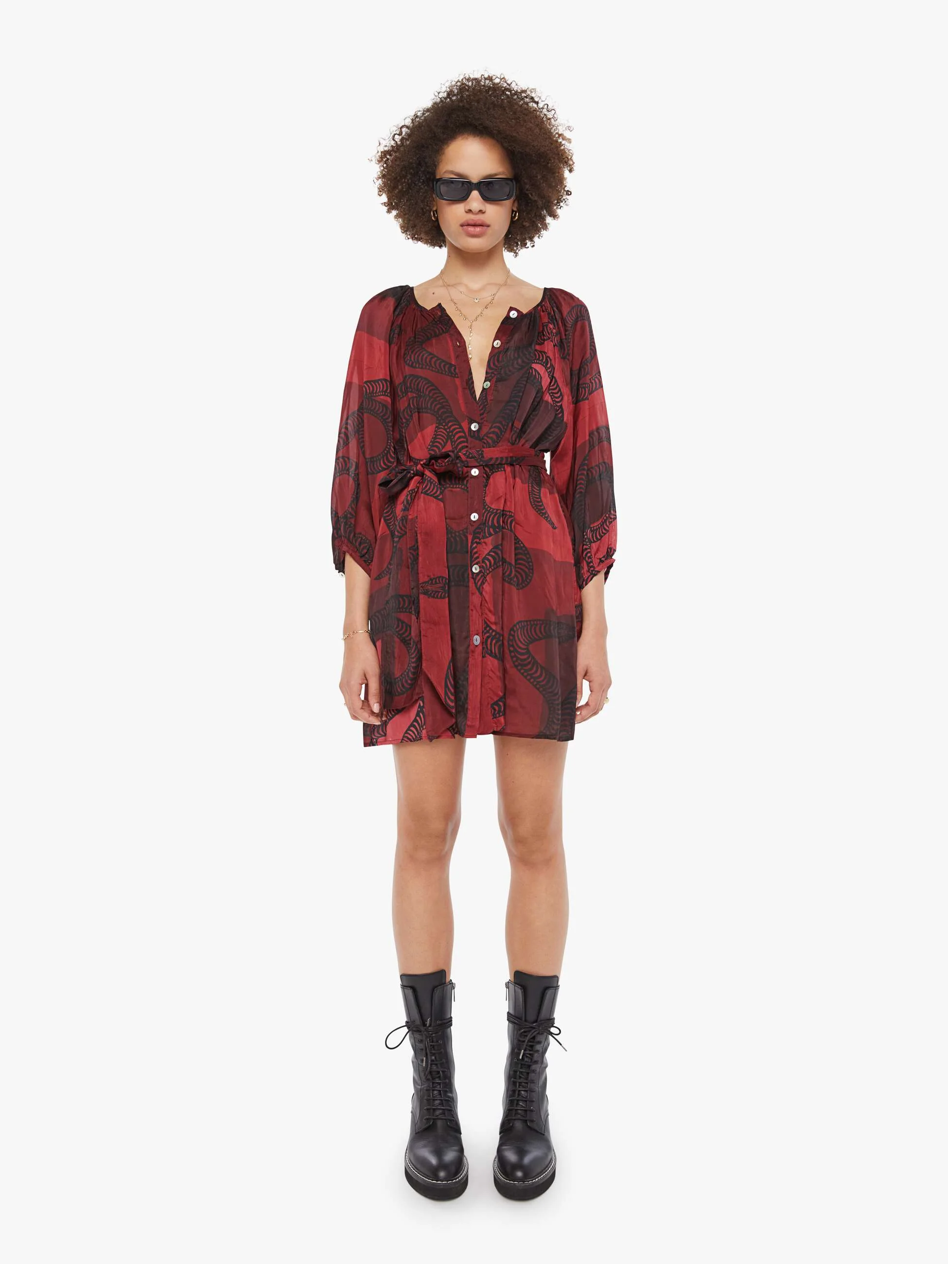 Natalie Martin Alex Short Dress - Ament Snake Oxblood - Image 2