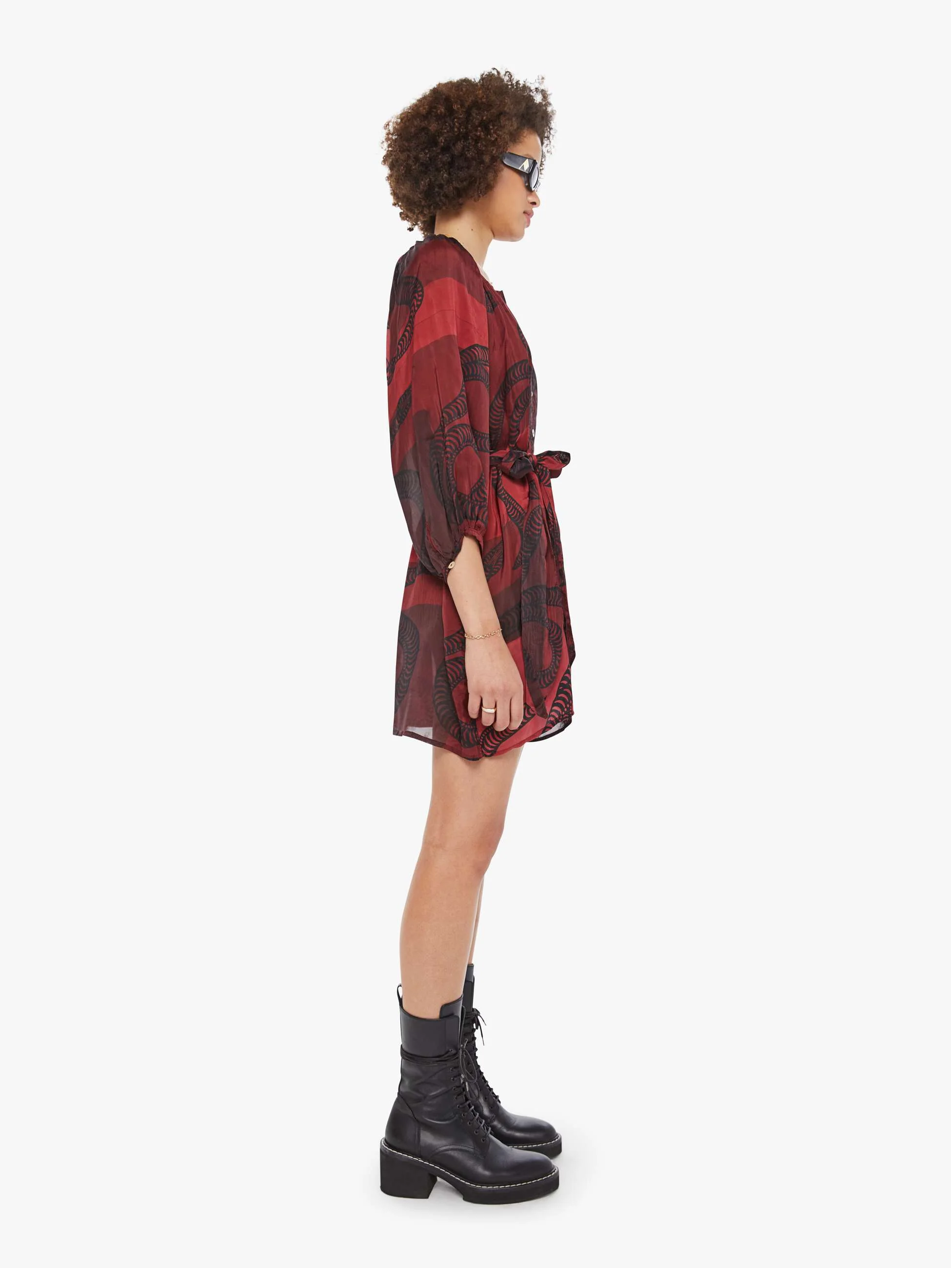 Natalie Martin Alex Short Dress - Ament Snake Oxblood - Image 3