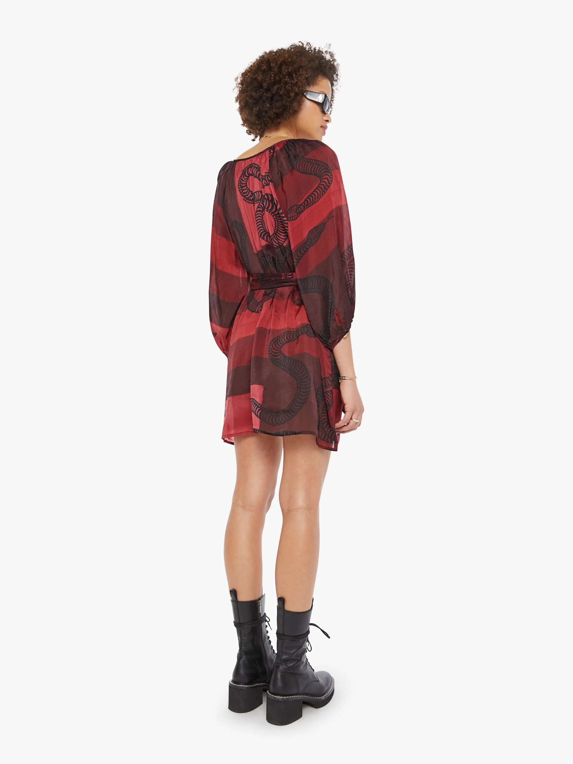Natalie Martin Alex Short Dress - Ament Snake Oxblood - Image 4