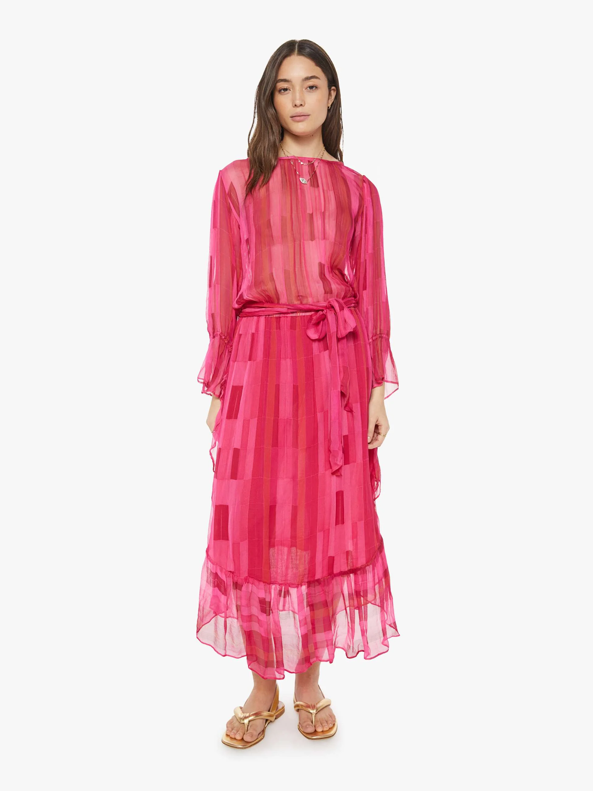 Natalie Martin Camille Dress W Sash - Sea Glass Pink
