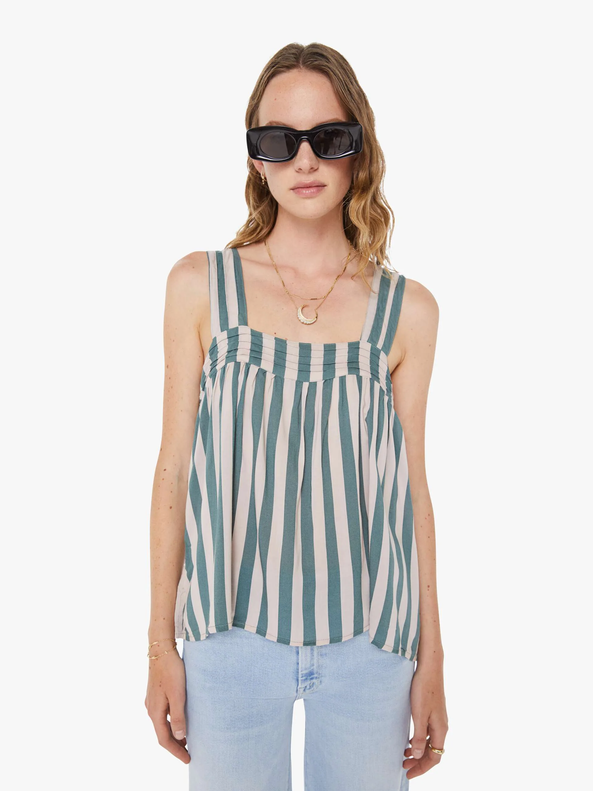 Natalie Martin Jasmine Top - Thick Stripe Jade - Image 2