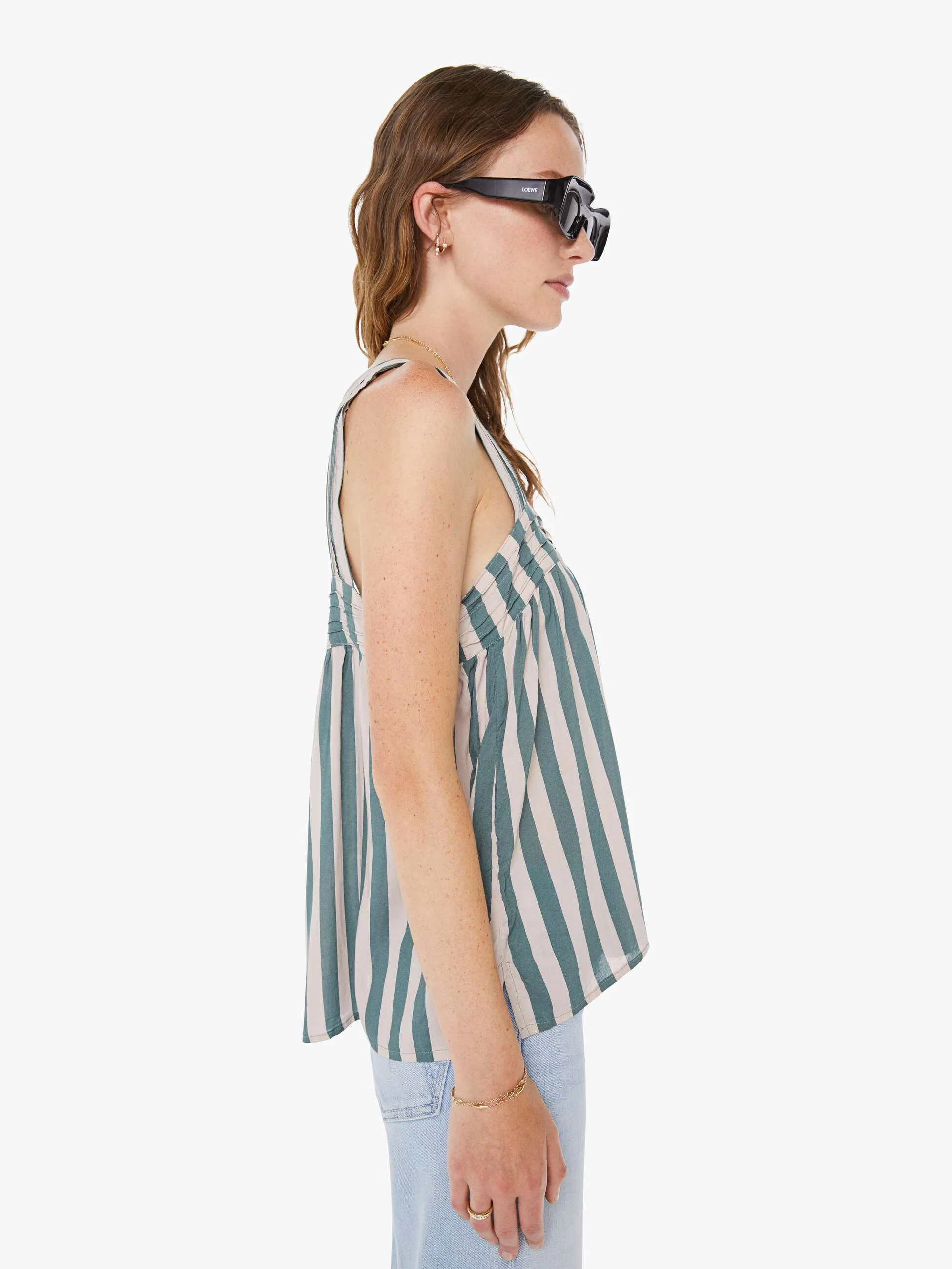 Natalie Martin Jasmine Top - Thick Stripe Jade - Image 3
