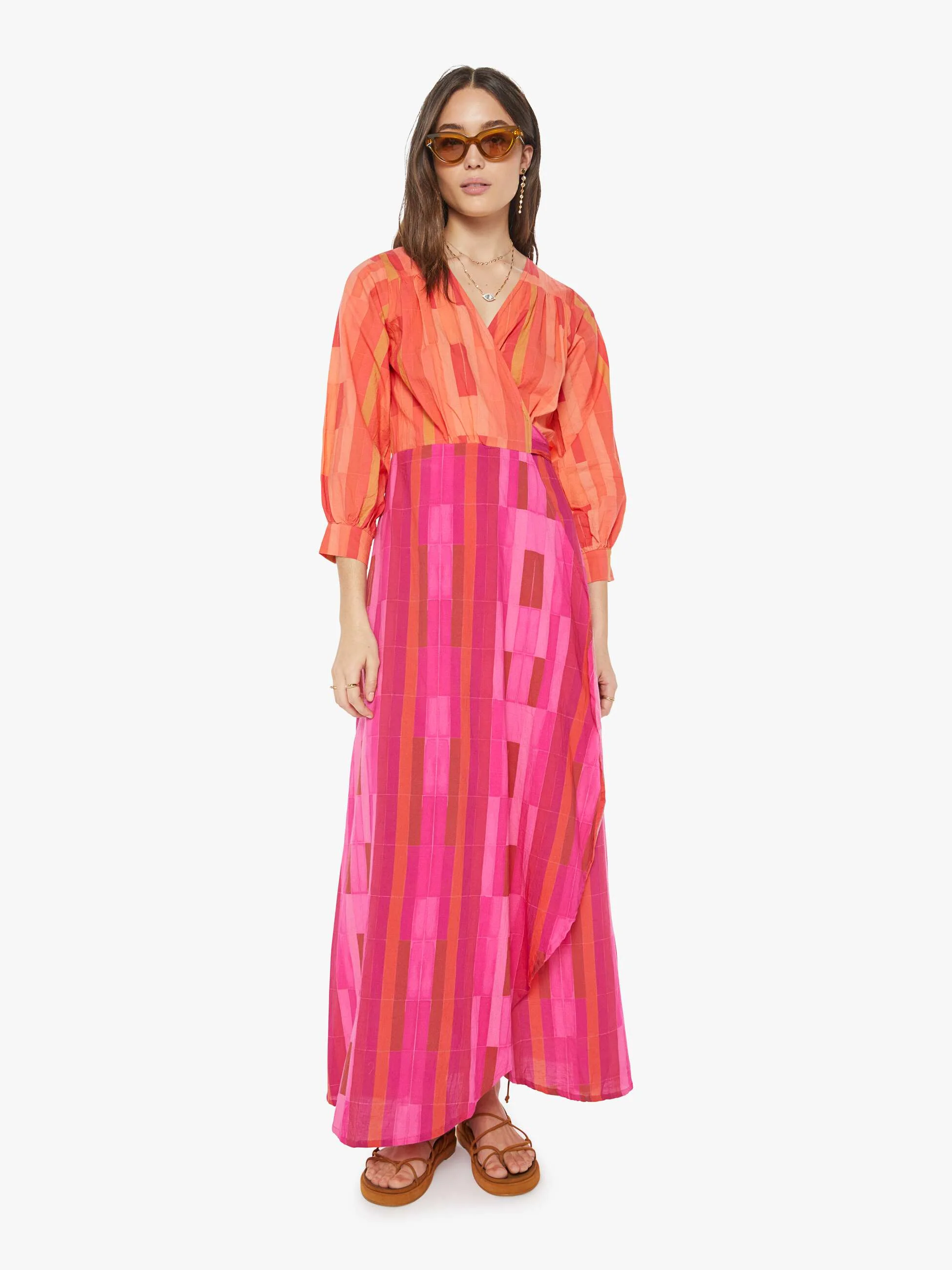 Natalie Martin Kate Long Sleeve Dress - Sea Glass Coral Pink Combo - Image 2
