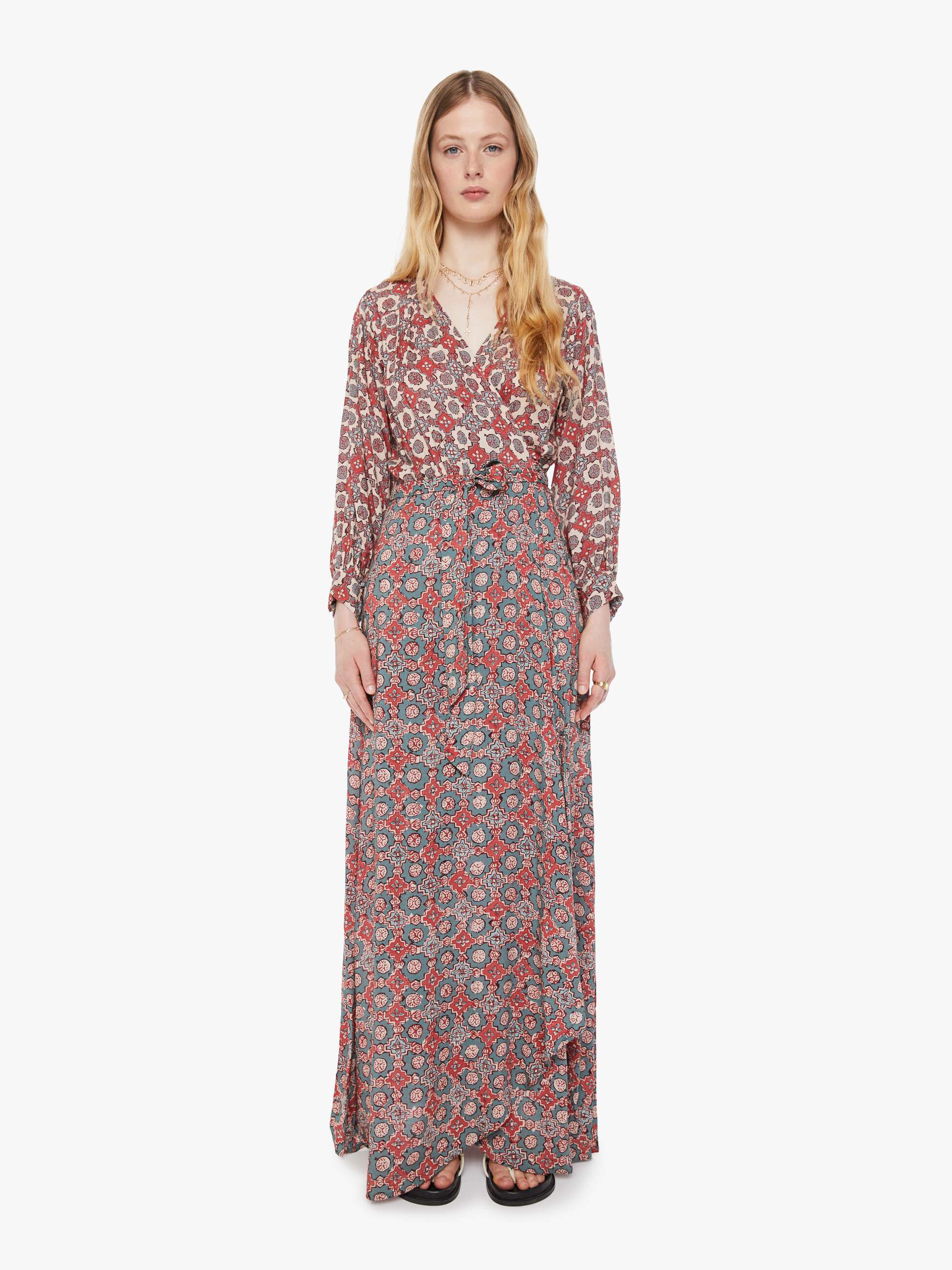 Natalie Martin Kate Long Sleeve Dress - Spanish Tile Combo - Image 2
