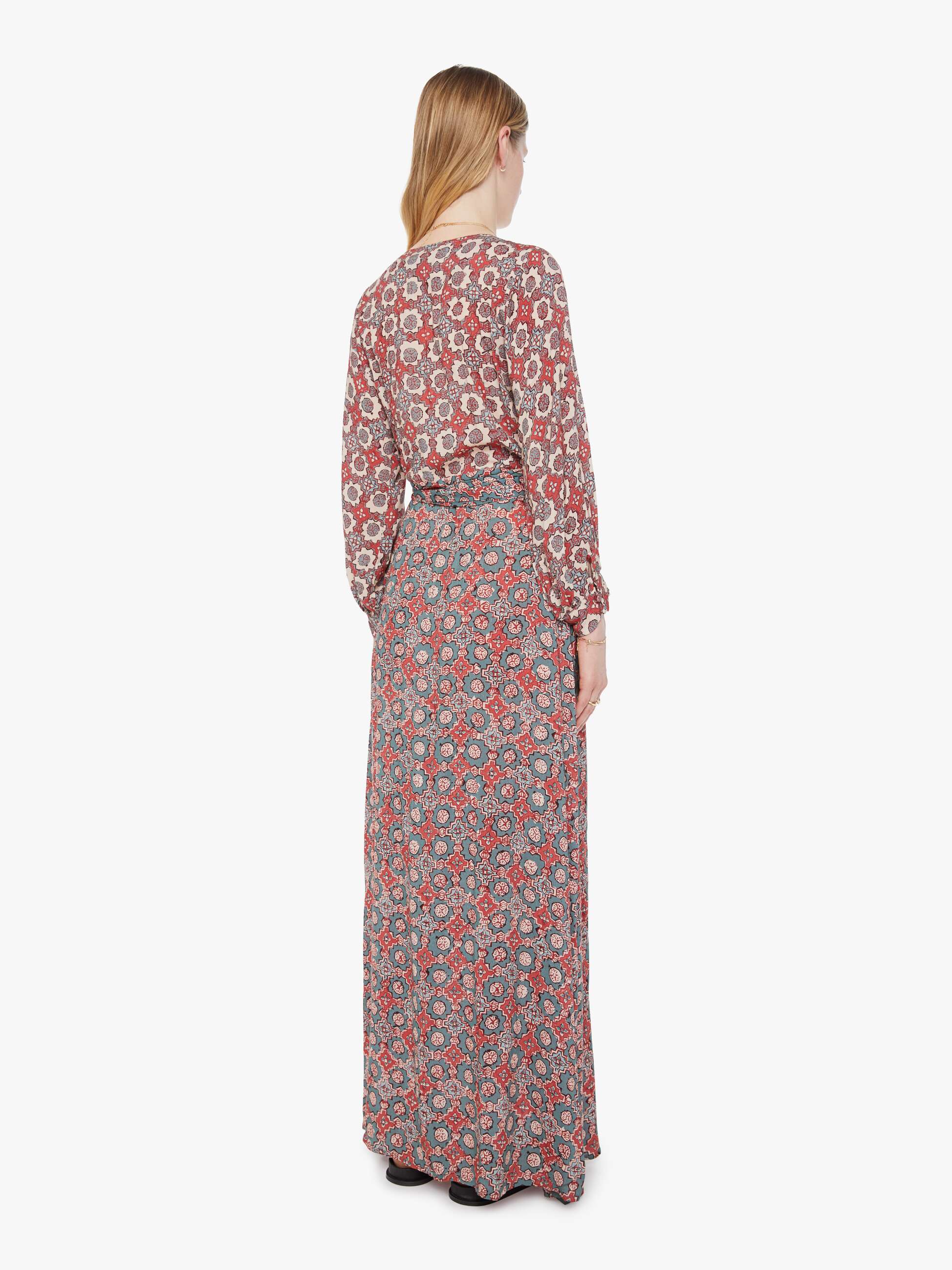 Natalie Martin Kate Long Sleeve Dress - Spanish Tile Combo - Image 4