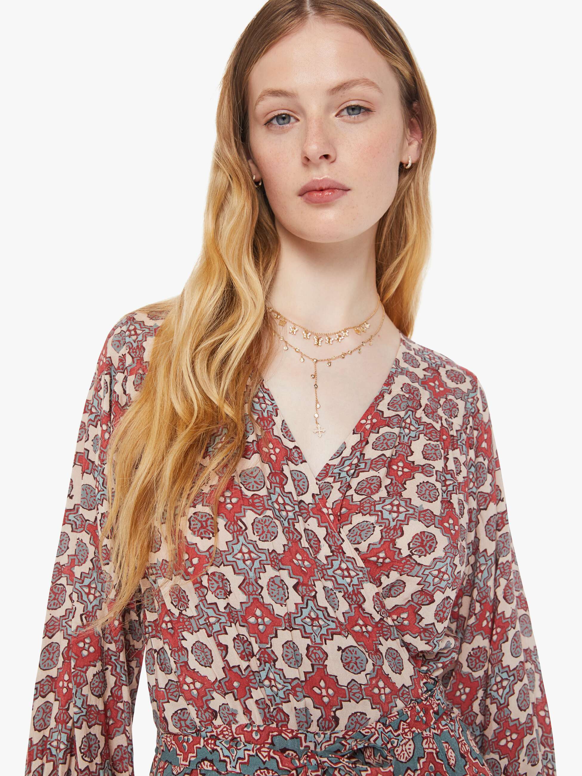 Natalie Martin Kate Long Sleeve Dress - Spanish Tile Combo - Image 5
