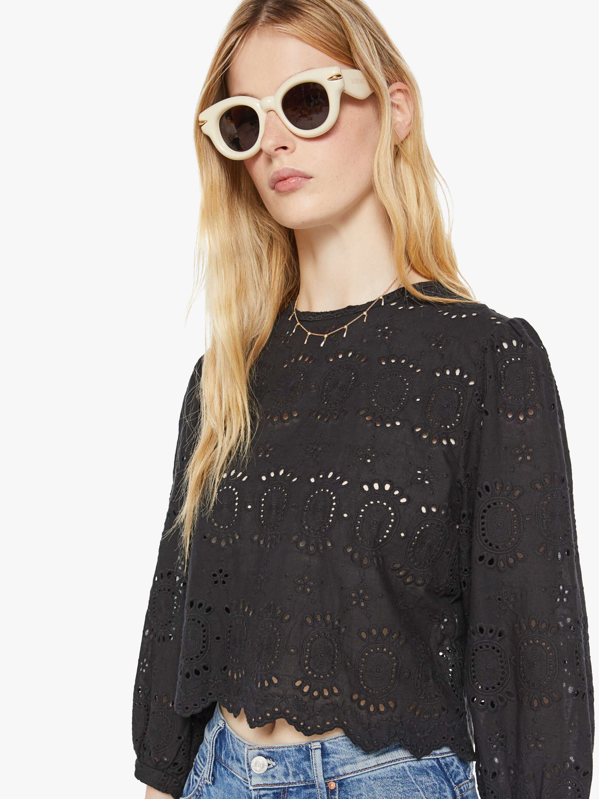 Natalie Martin Lisa Top - Medallion Embroidery Black - Image 6