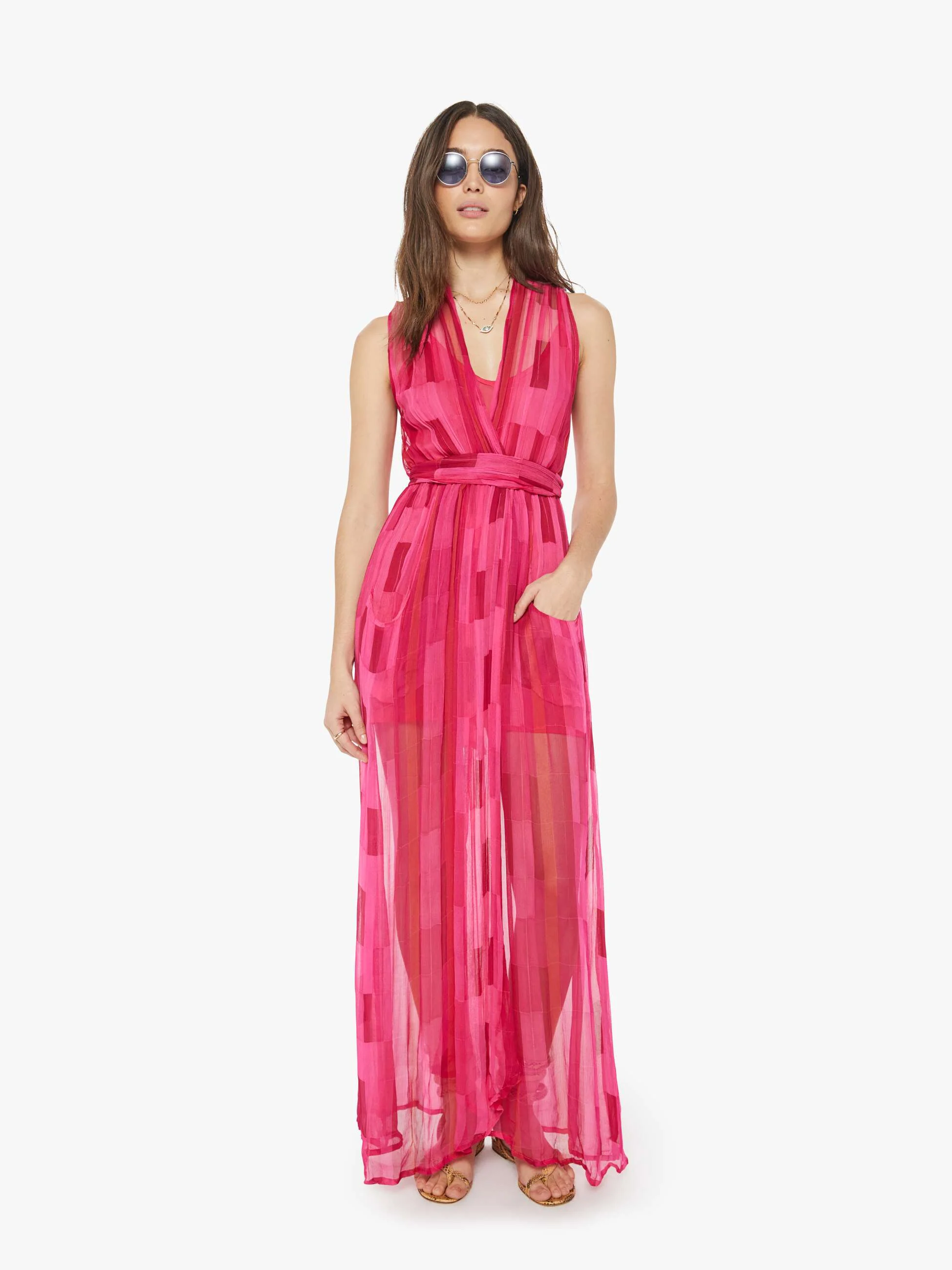 Natalie Martin Nico Sleeveless Maxi W/ Sash - Sea Glass Pink - Image 2