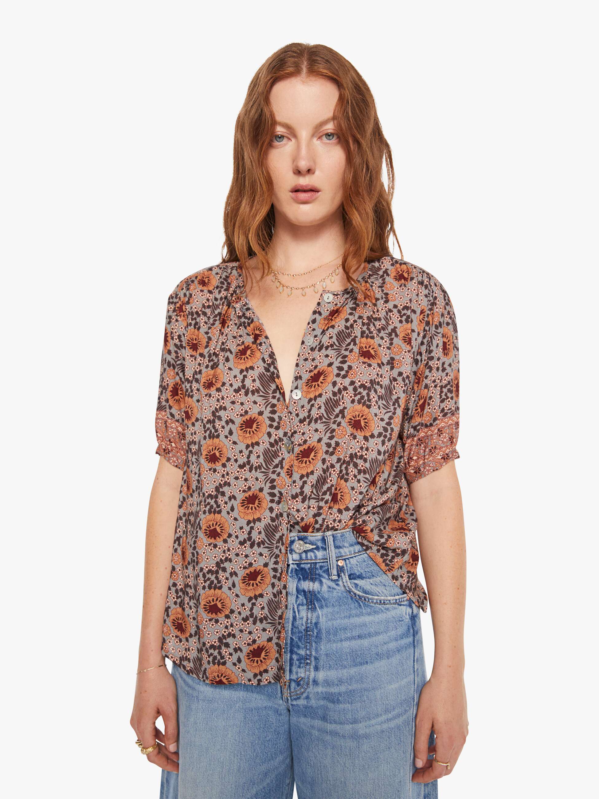 Natalie Martin Violet Top - Vintage Flowers Slate - Image 2