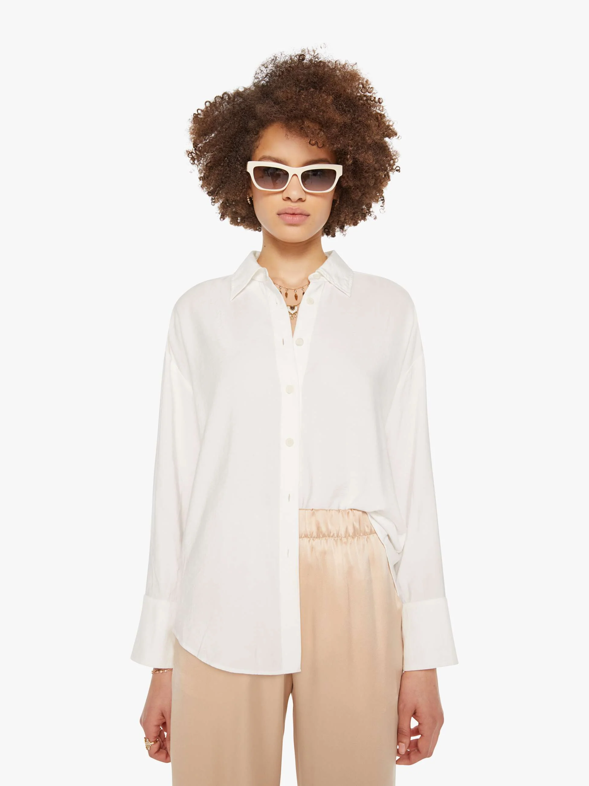SABLYN Benton Slouchy Long Sleeve Button Down - White - Image 2