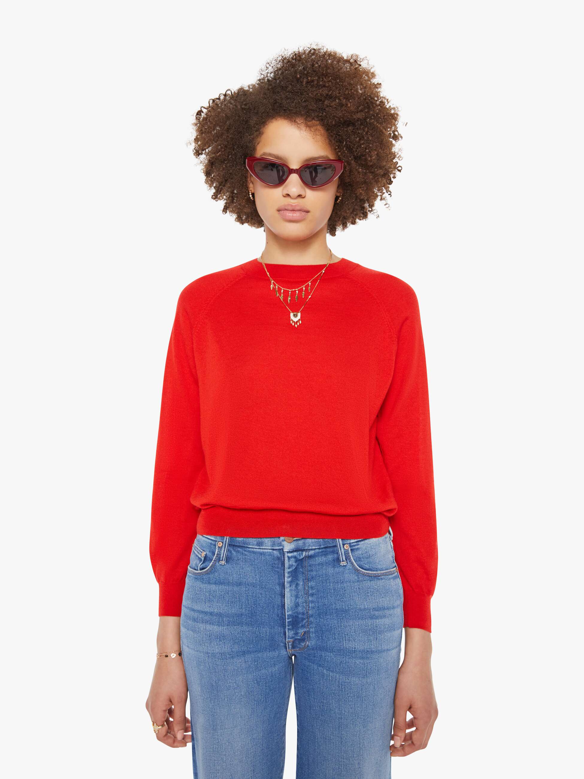 SPRWMN L/S Raglan Sweater - Red - Image 2