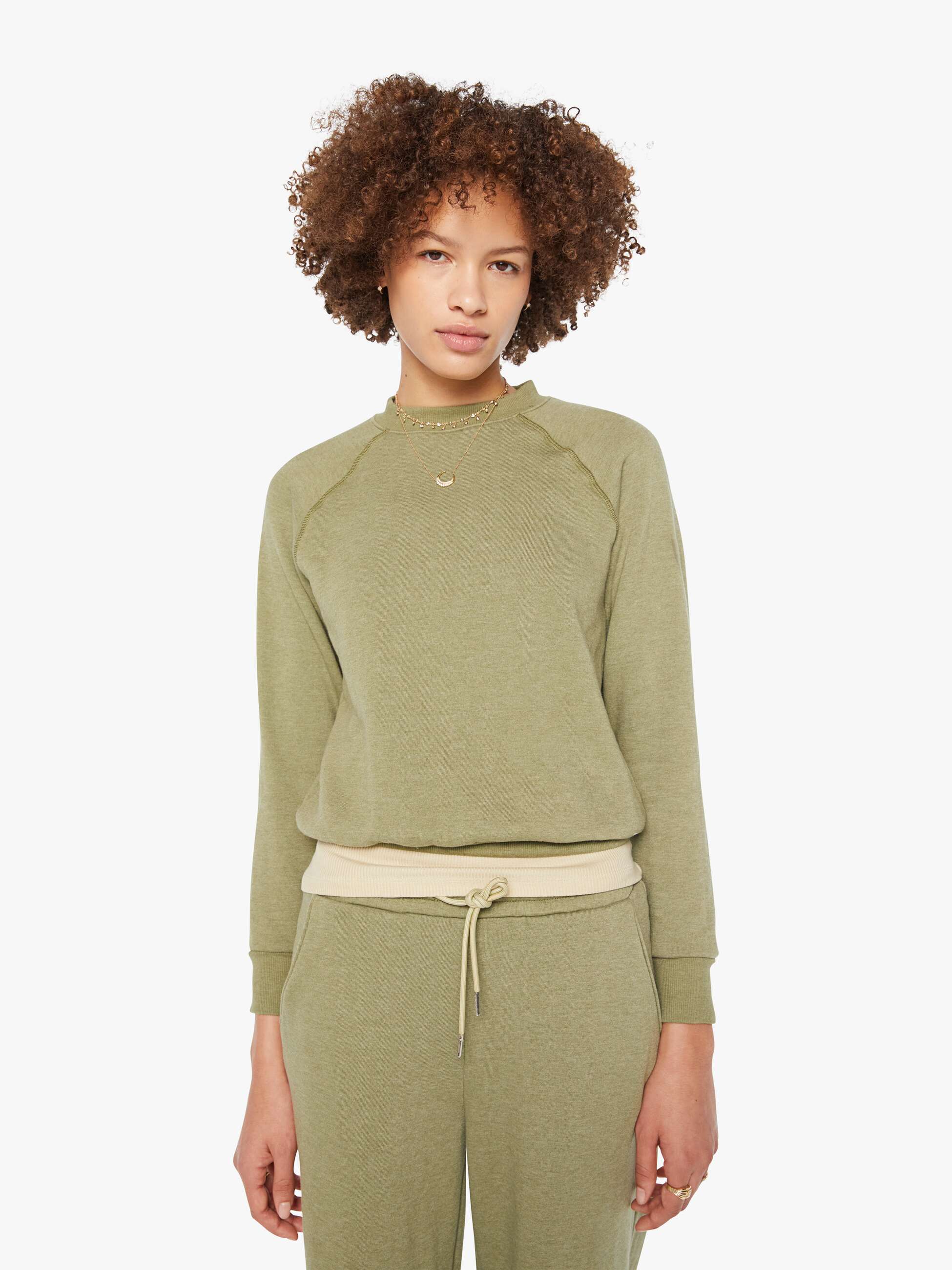 SPRWMN Shrunken Raglan Sweatshirt - Basil - Image 2