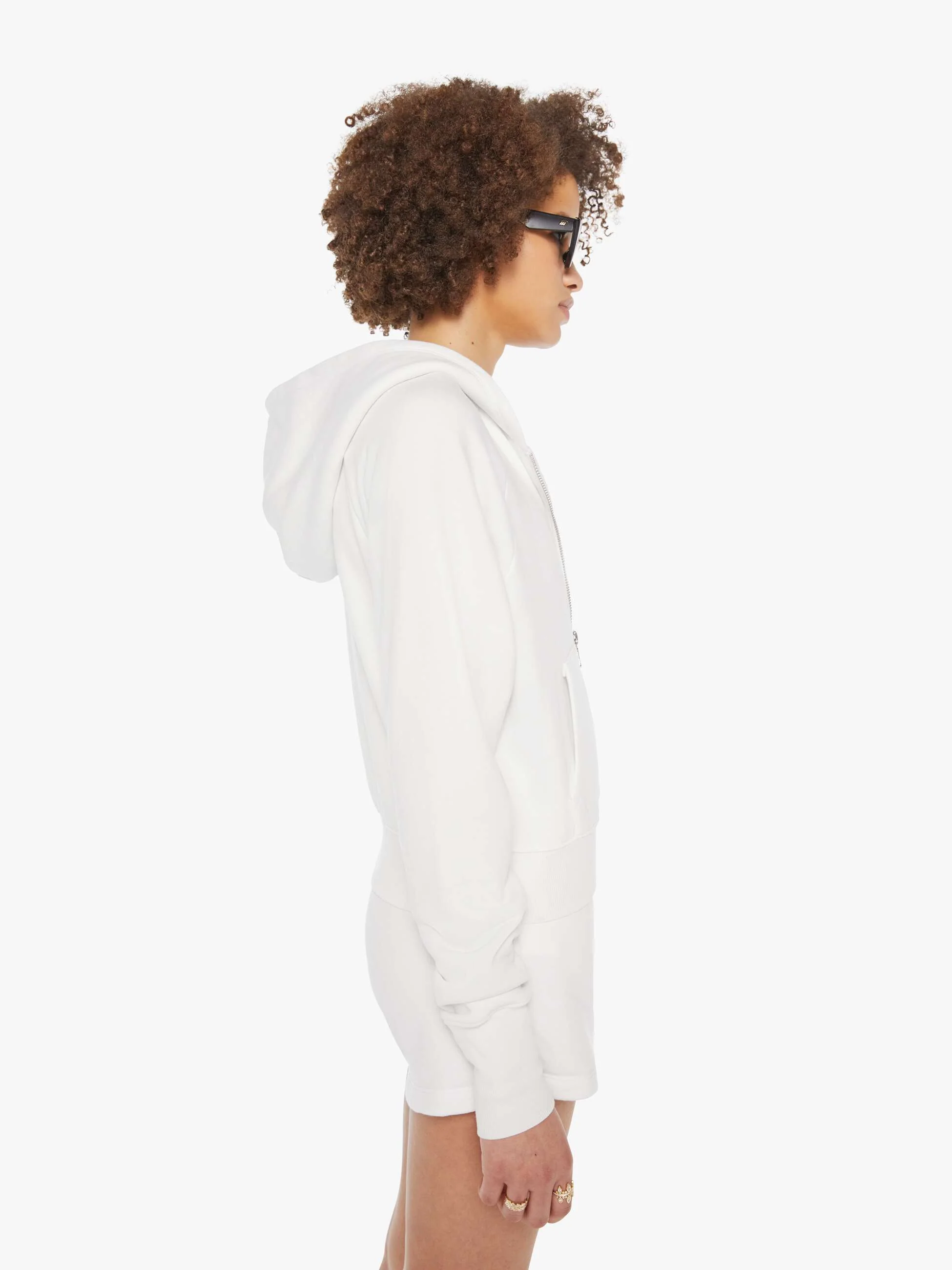 SPRWMN Shrunken Raglan Zip Up Hood - White - Image 3