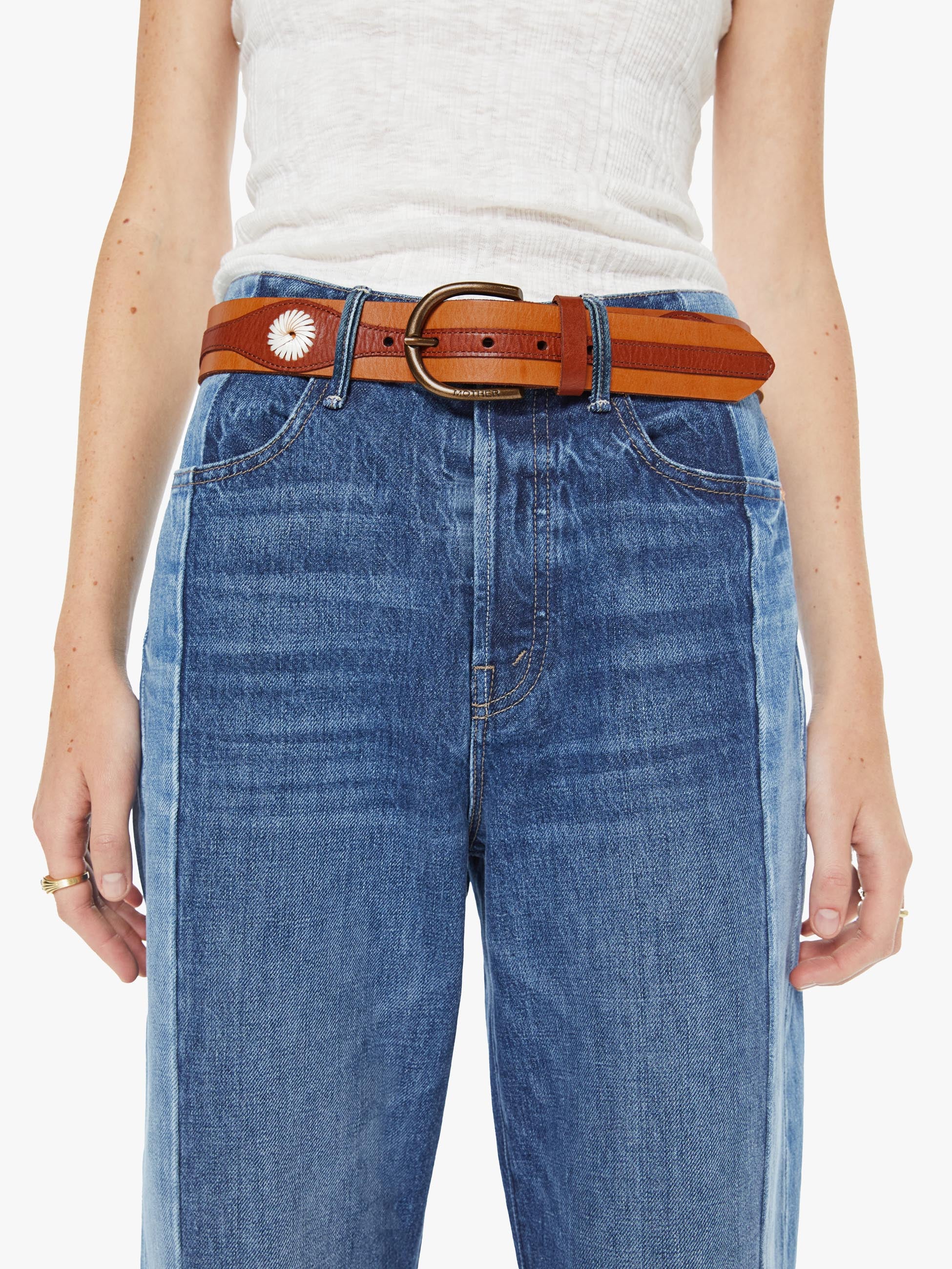 The 2 Tone Leather Belt - Natural And Cognac - Image 2