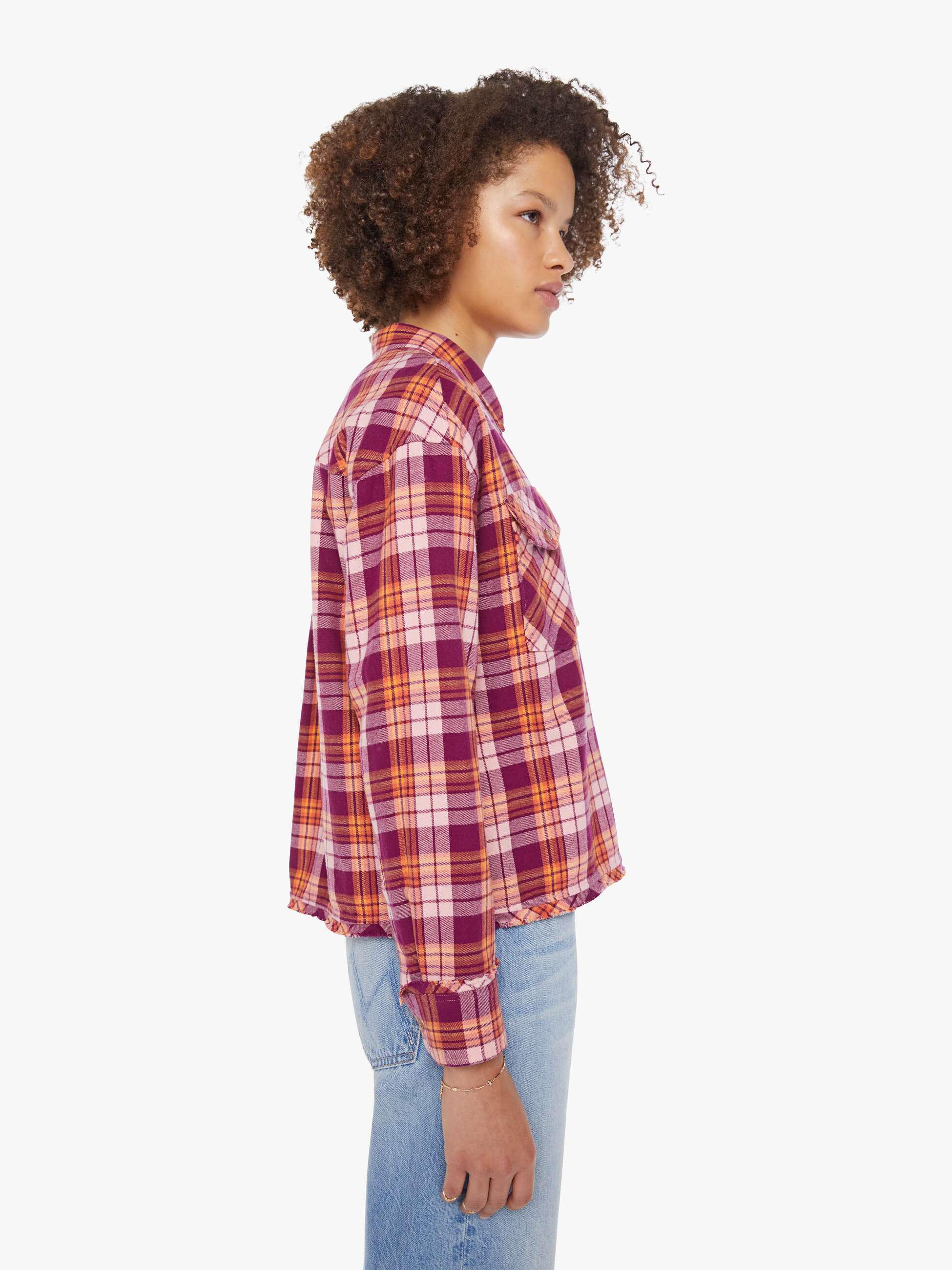XiRENA Ian Shirt - Pink Orange Plaid - Image 3