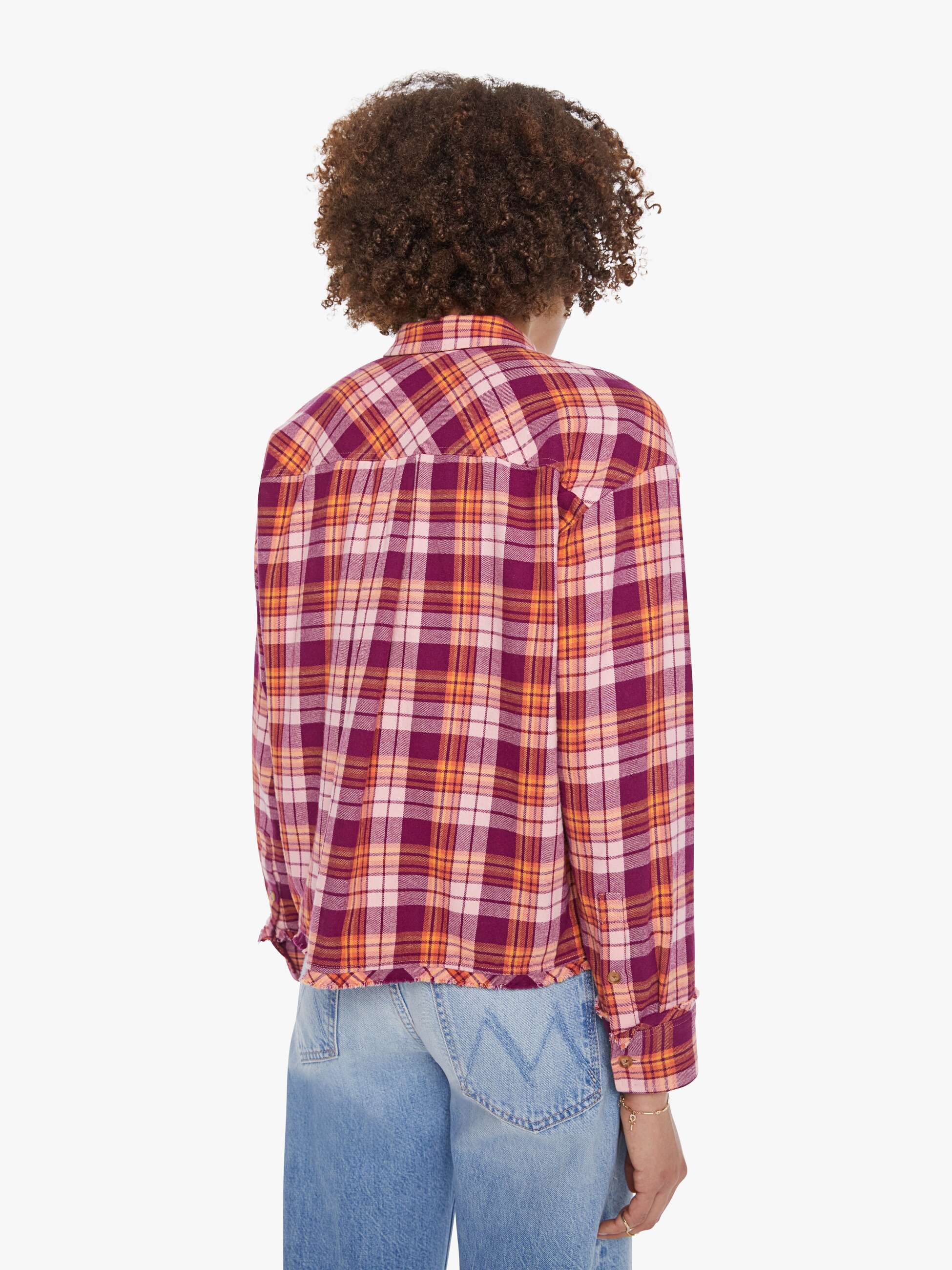 XiRENA Ian Shirt - Pink Orange Plaid - Image 4