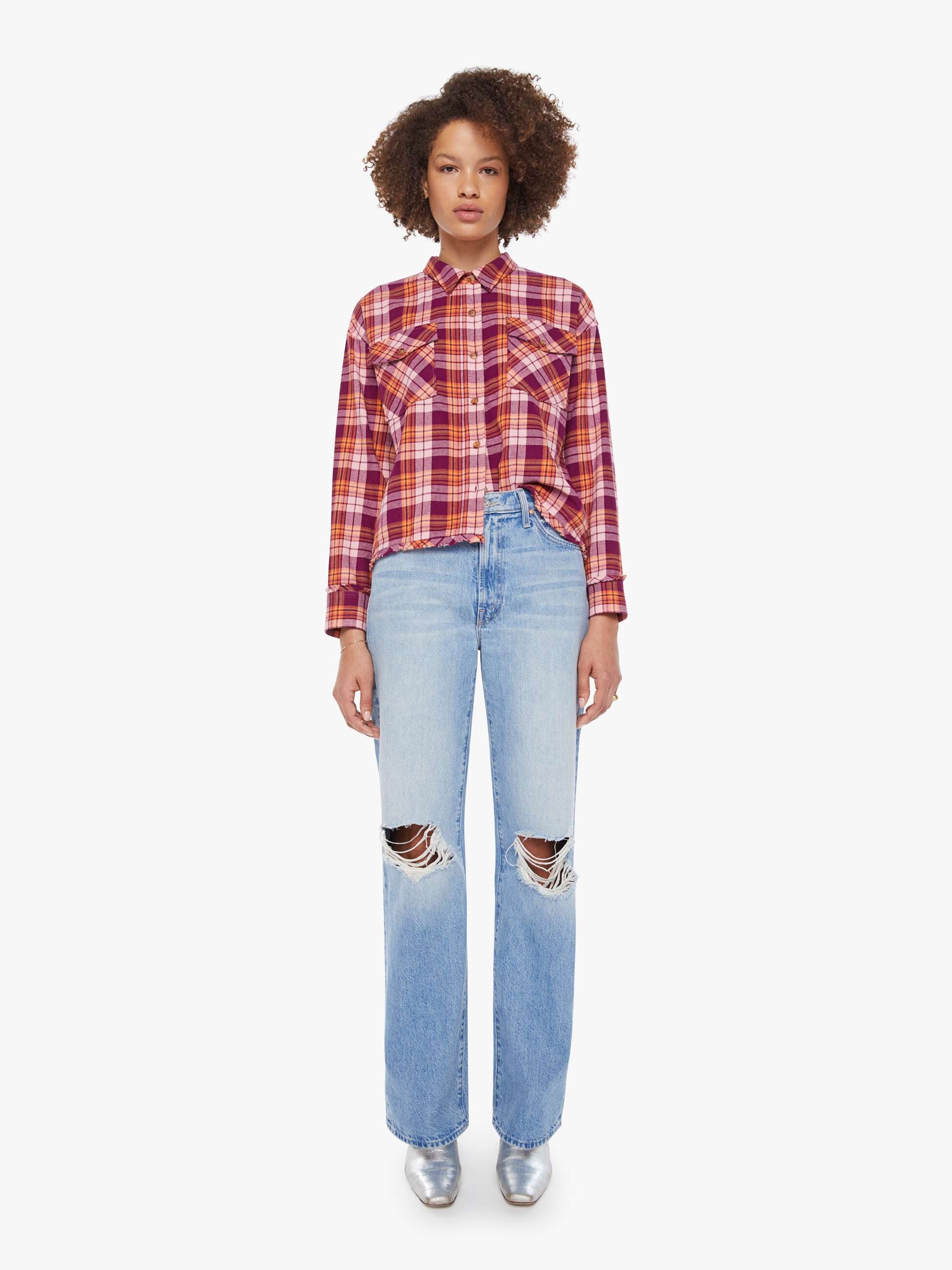 XiRENA Ian Shirt - Pink Orange Plaid - Image 5