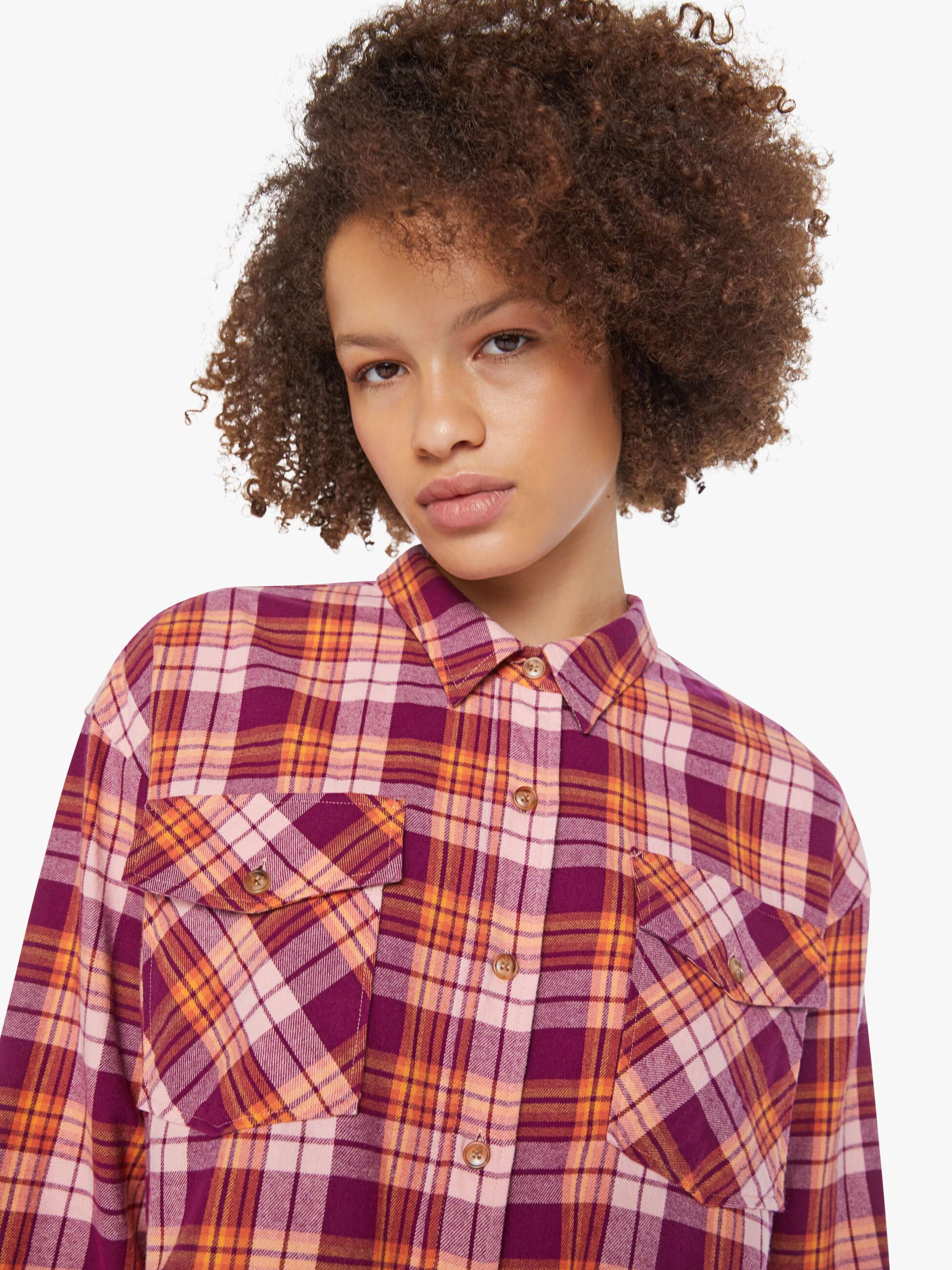XiRENA Ian Shirt - Pink Orange Plaid - Image 6